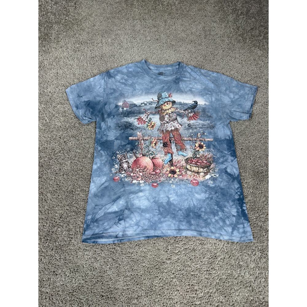 The Mountain Shirt Mens M Blue Friendly Scarecrow Autumn Farm Pumpkin Scenic